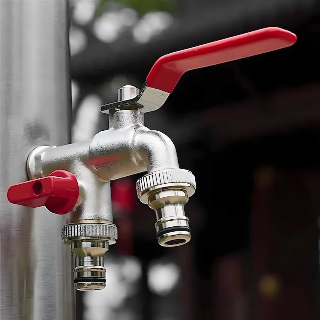 Double water tap stainless steel with 2 outlets | Bowlift