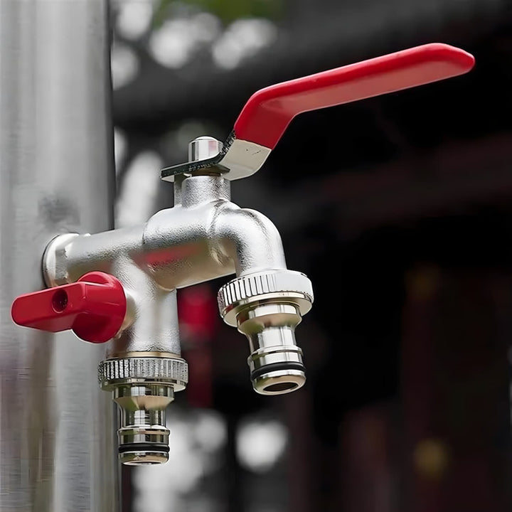 Double water tap stainless steel with 2 outlets | Bowlift