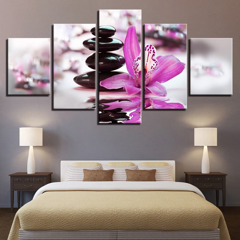 Zen Purple Orchids 5 Piece - Canvas Wall Art Painting | Bowlift