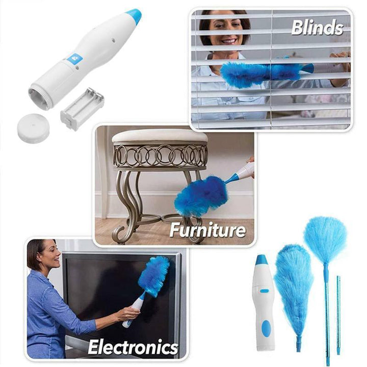 360° Rotatable Electric Spin Duster Motorized Dust Wand with 2 Brushes | Bowlift