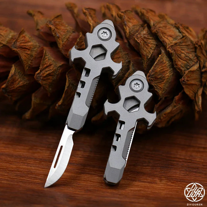 BowLift | Titanium Multi-Tool Keychain: Mini EDC Gadget with Bottle Opener & Box Cutter