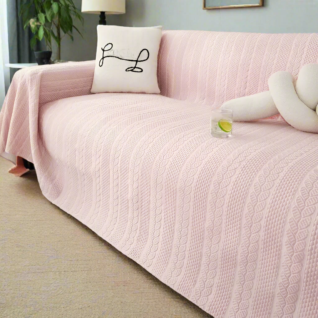 BowLift | Tranquil Plush Leaf Sofa Cover