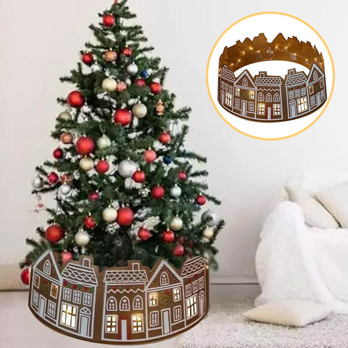BowLift | LED Gingerbread House Christmas Tree Collar Tree Skirt