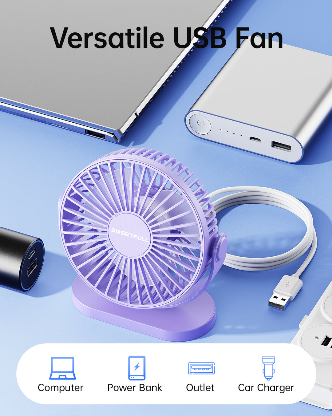 2-in-1 Hook & Desk Fan - 3-Speed with 360° Rotation | Bowlift