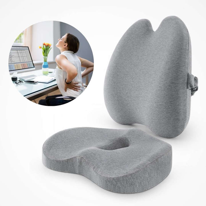 BowLift | Orthopedic Comfort Cushion Set for Pain Relief & Posture Support - Seat & Back Cushions for Office Workers, Seniors & Pregnant Women
