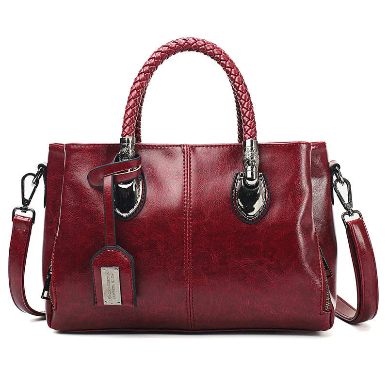 BowLift | New oil wax leather handbags Boston soft leather large tote bag
