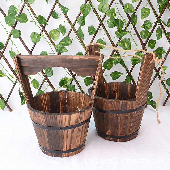 BowLift | Wooden Bucket Planter in Barrel Design for Garden and Terrace – Decorative Flower Pots made of Wood