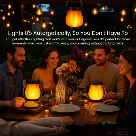 BowLift | Solar-Powered Outdoor Lantern | Realistic Flame Effect, All-Weather Proof & Ideal for Cozy Evenings on the Patio or Balcony