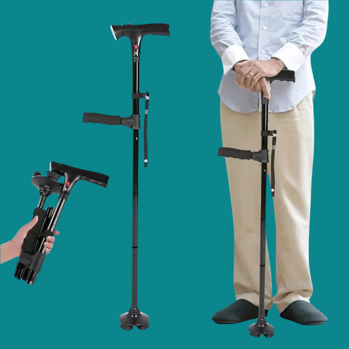 BowLift | Folding Cane - Lightweight Telescopic Walking Stick for Seniors & Travelers - Collapsible Mobility Aid for Easy Transport