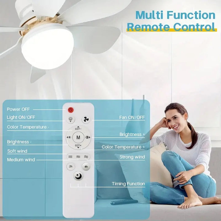 2-in-1 LED Ceiling Fan Light with Remote Control, E27/B22 Base | Bowlift