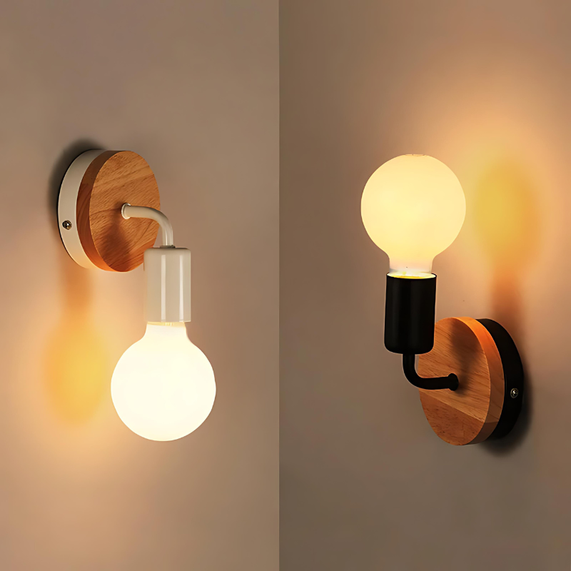 LumiEra - Elegant wall lamp made of iron and wood in Nordic style | Bowlift