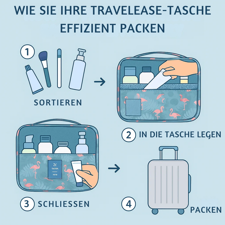 BowLift | TravelEase – Water-repellent Cosmetic Bag with Hook and Compartments | Travel Toiletry Bag