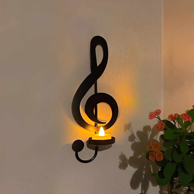 Black Music Note Wall Light Bowlift