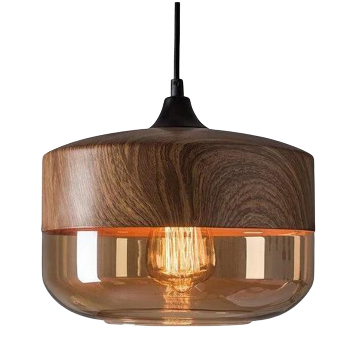 BowLift | Scandinavian Pendant Lamp made of Wood and Tinted Glass