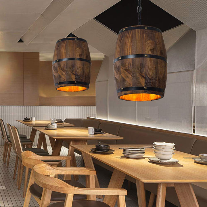 Retro wooden wine barrel pendant lamp | Bowlift