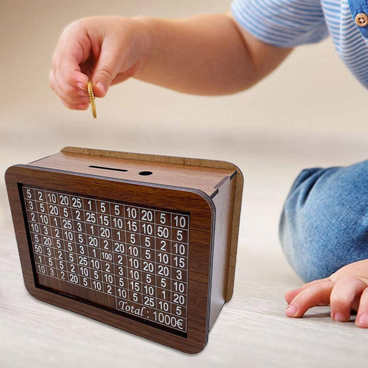 BowLift | Wooden piggy bank with counter