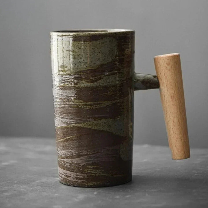 ScandiSip Ceramic Mug – Minimalist Scandinavian Design with Wooden Handle | Bowlift