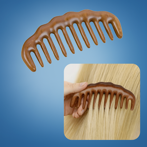 Tooth Hair Comb – Breakage-Free Detangling – Golden Sandalwood – Anti-Static – Gentle Scalp Massage – Healthy Shine Bowlift