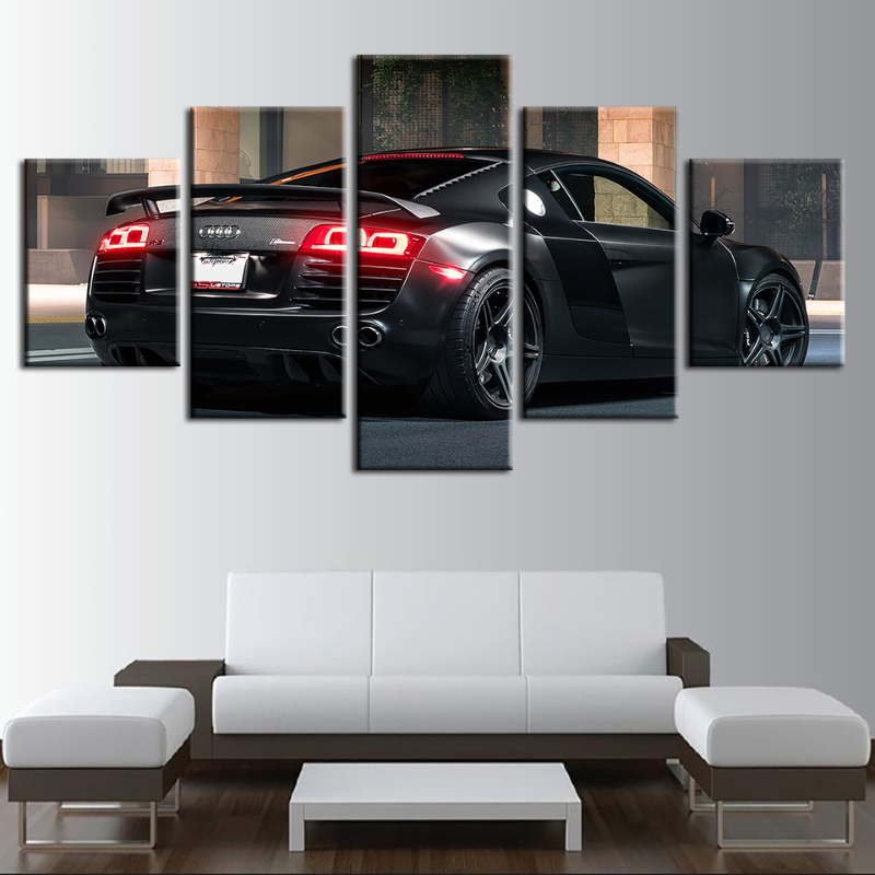 5 Piece Back Close Up Black Metallic Car - Canvas Wall Art Painting | Bowlift
