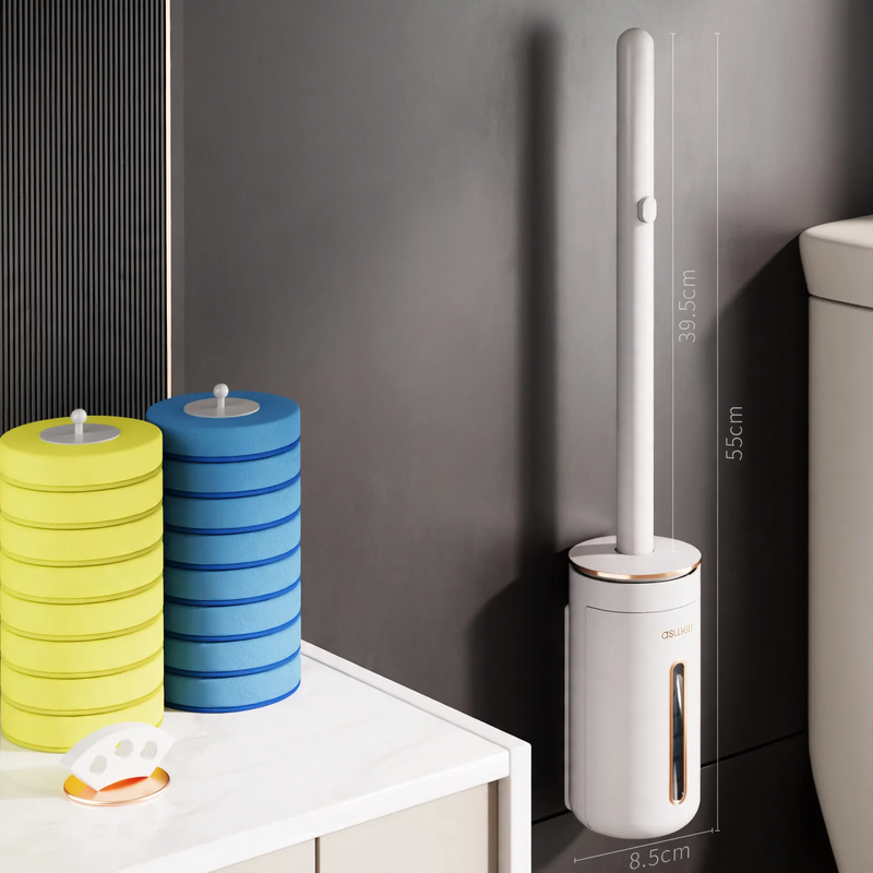 Toilet brush with interchangeable brush heads