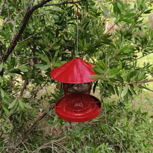 Hanging Metal Bird Feeder Station, Geometric Design