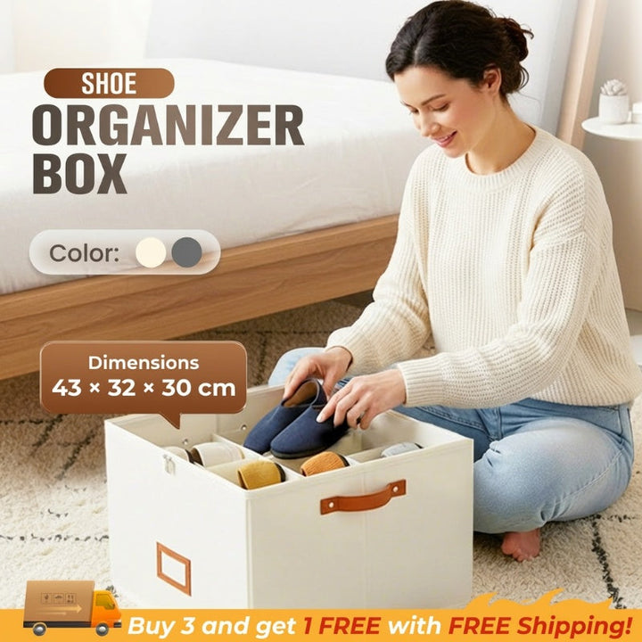 Foldable shoe box made of fabric with lid | Bowlift
