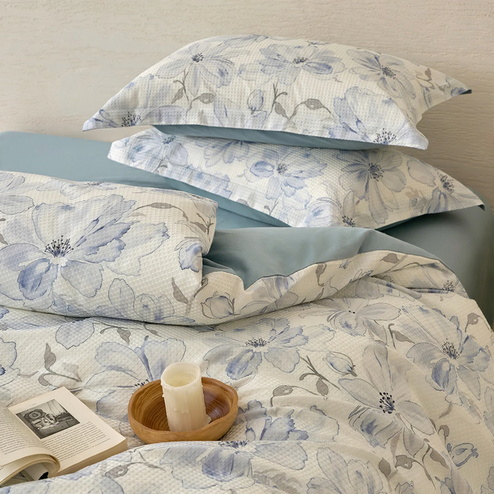 Cotton bedding set, 4-piece, floral pattern