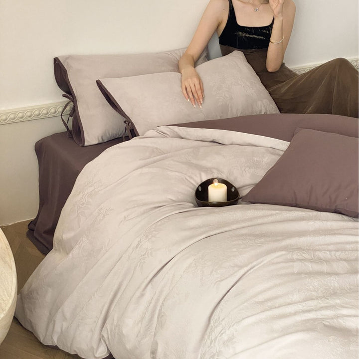 Cotton jacquard bedding set, brushed, 4-piece