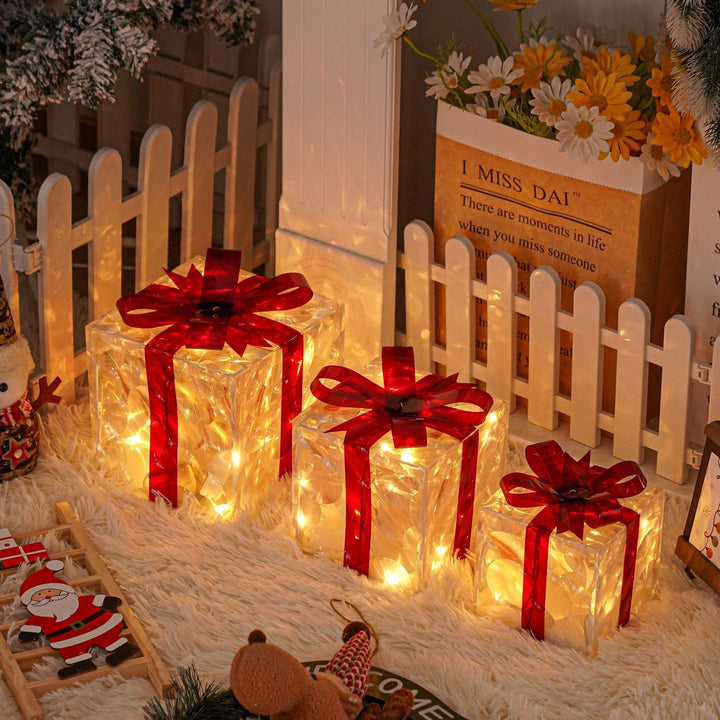 BowLift | GlowBox – LED Gift Boxes Set for Christmas Decoration (3 Pieces)