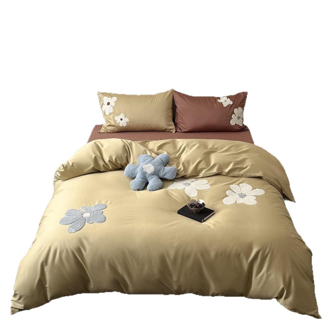Cotton bedding set, 100S, floral embroidery