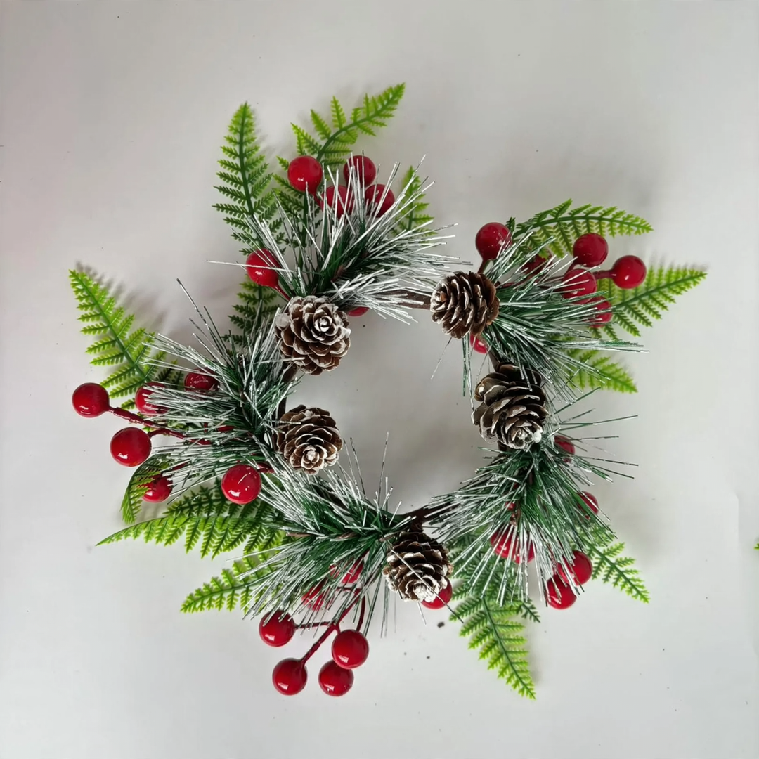 Christmas wreath with berries and cones, PE