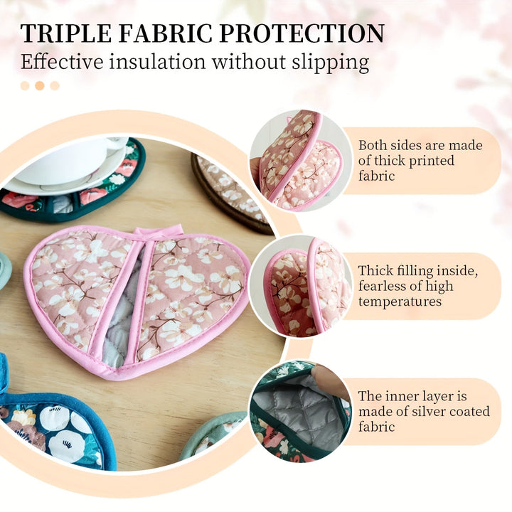 BowLift | KeukenHart Heat Resistant Oven Mitt Set – Decorative Heart Shaped Grip Pads
