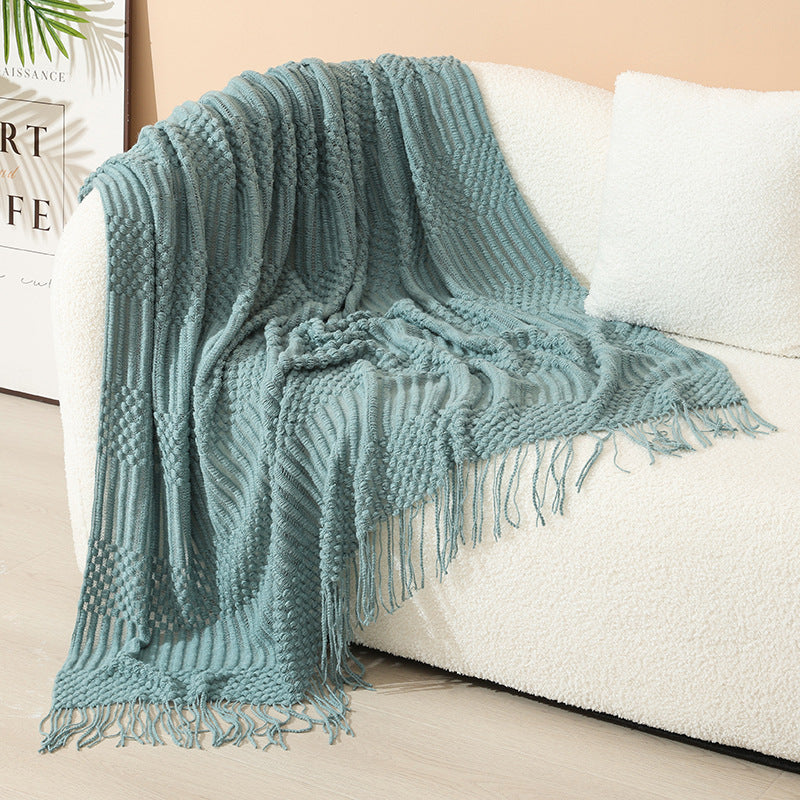 Nordic knit blanket with fringes, acrylic, various sizes