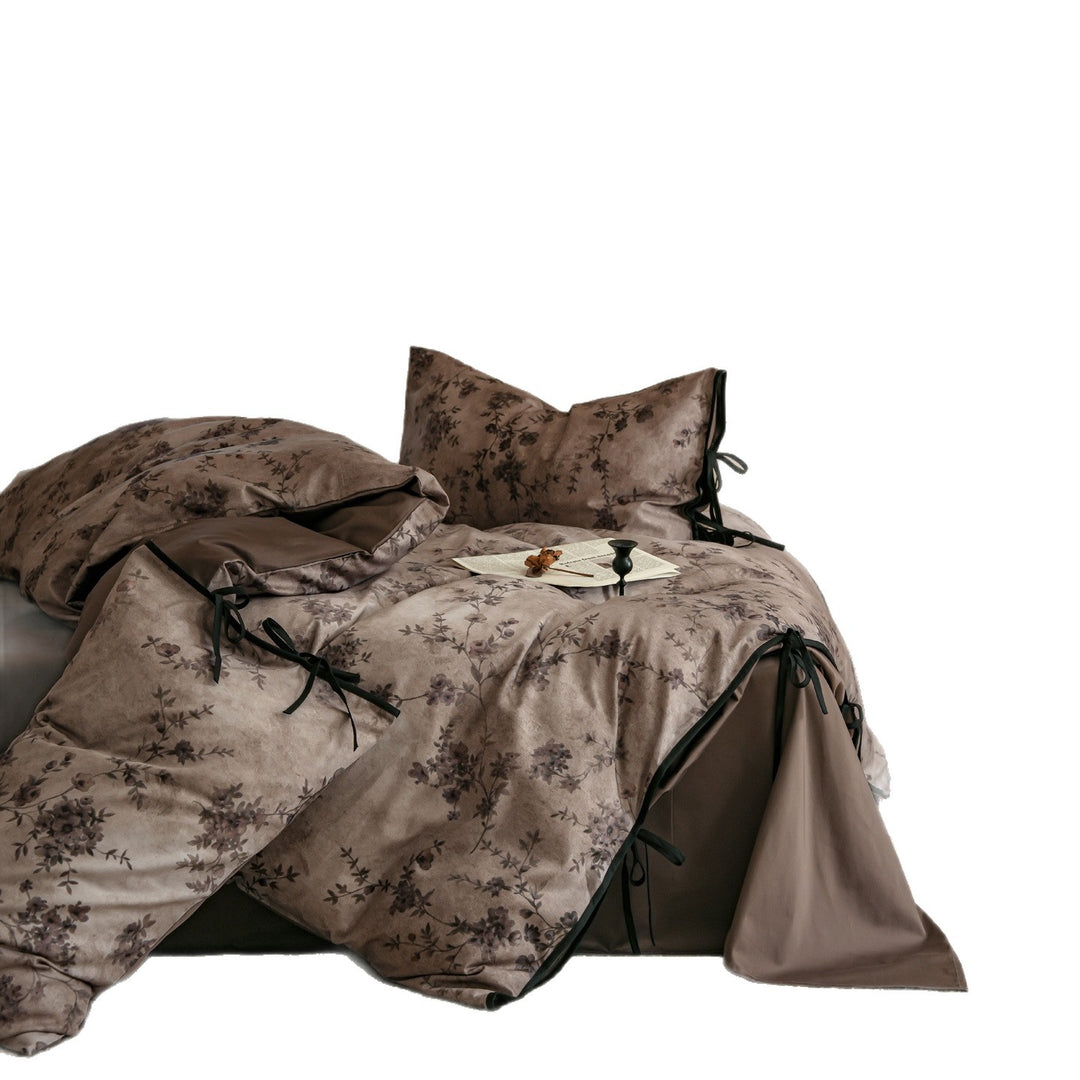 Cotton bedding set, flower pattern, vintage style