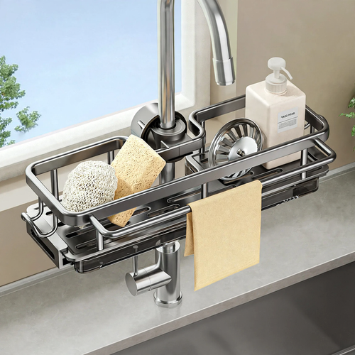 Draining rack for sink with aluminum frame