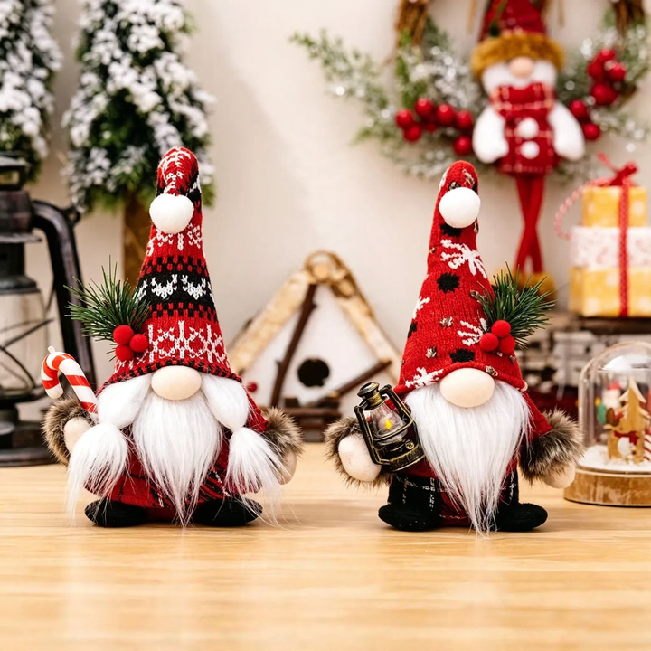 Christmas elf figure with knitted hat, standing