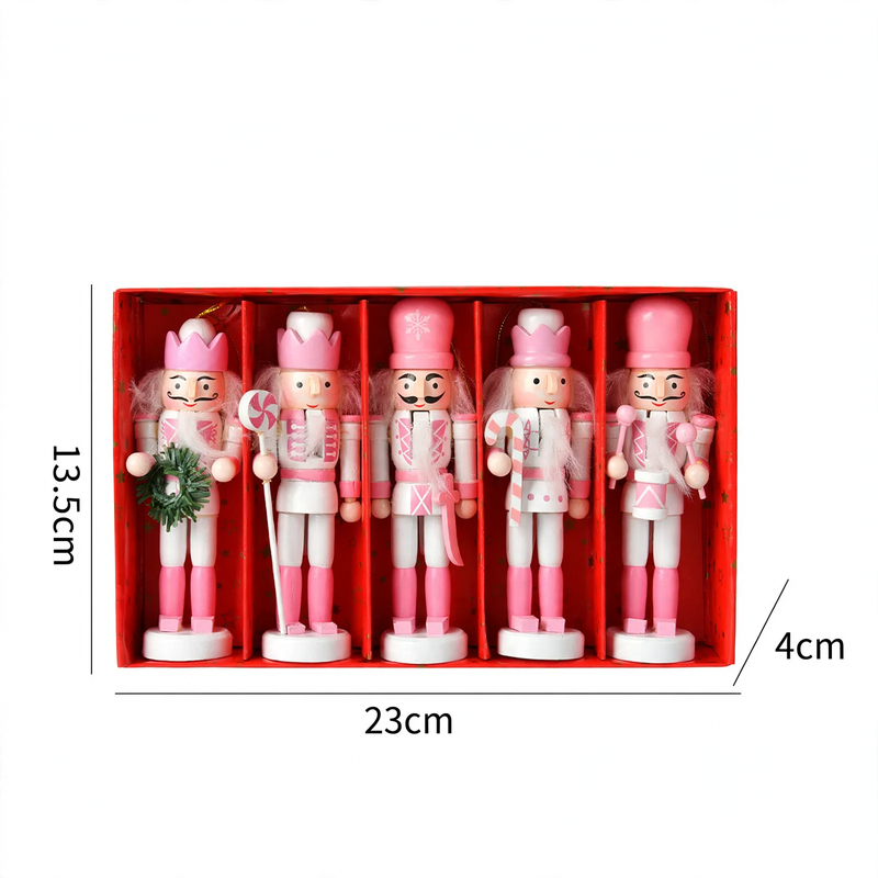 Nutcracker soldiers made of wood, set for Christmas decoration