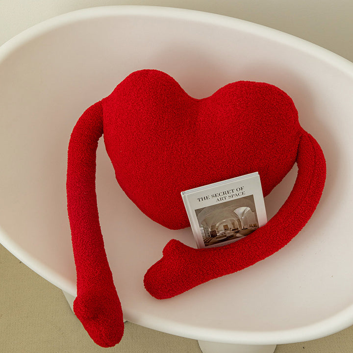 Heart-shaped plush cushion, soft, 41x38 cm
