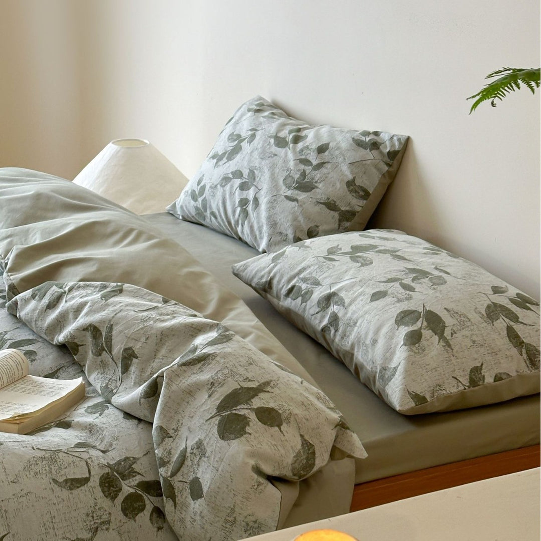 Cotton bedding set, 4-piece, floral pattern