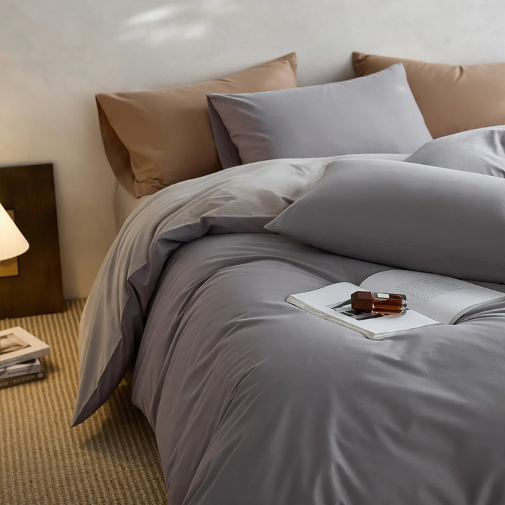 Cotton bedding set, 4-piece, brushed