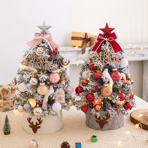 Mini Christmas tree with lighting, flocked