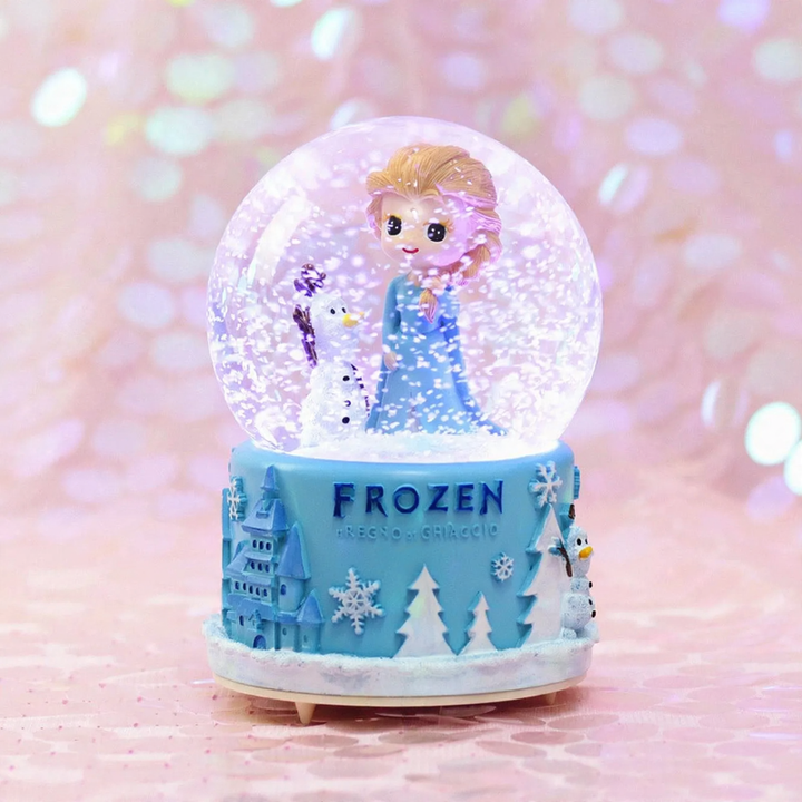 Christmas music box with snow globe and light