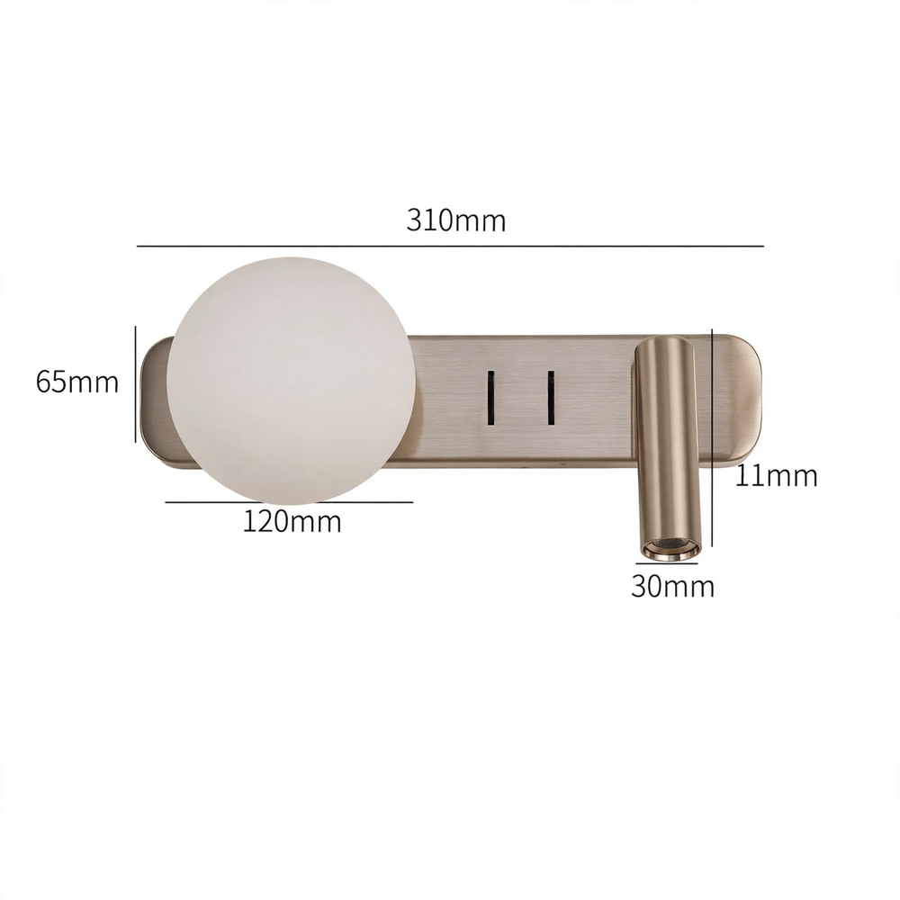 Wall lamp with two light sources for the bedroom