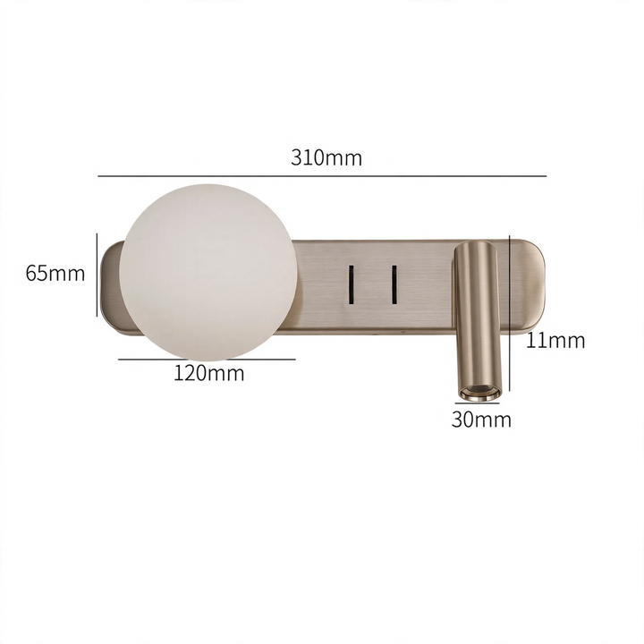 Wall lamp with two light sources for the bedroom