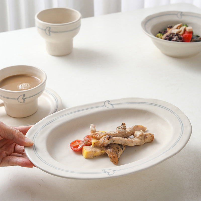 Vintage ceramic dish set, rustic design