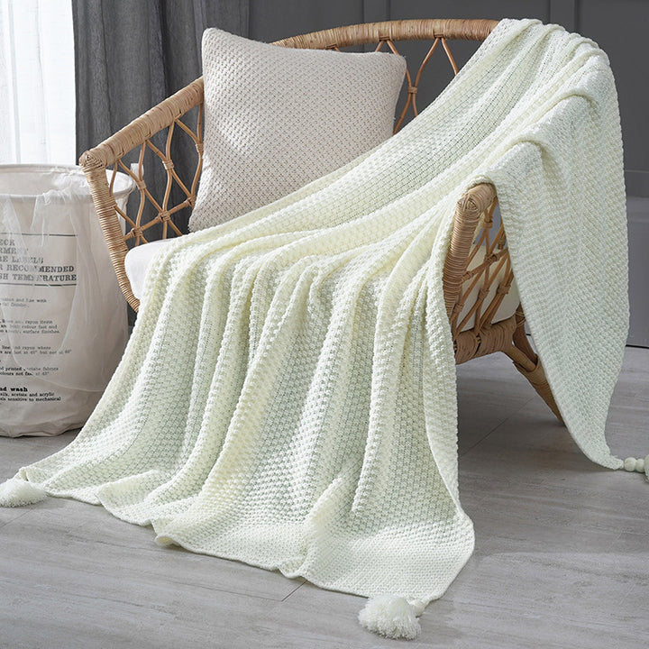 Knitted blanket for sofa and office