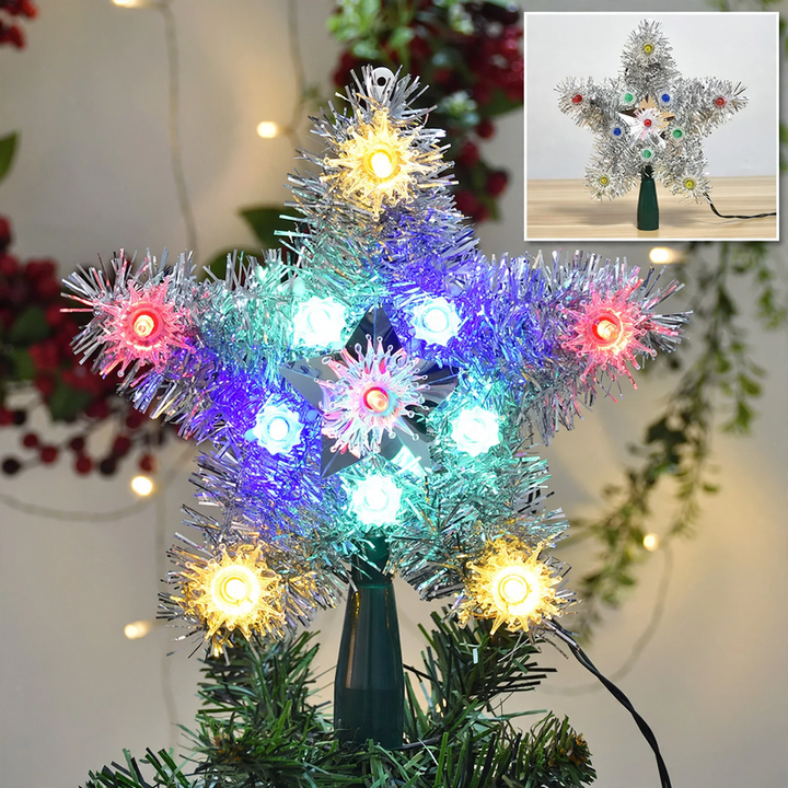 Transparent LED Christmas tree topper star made of acrylic