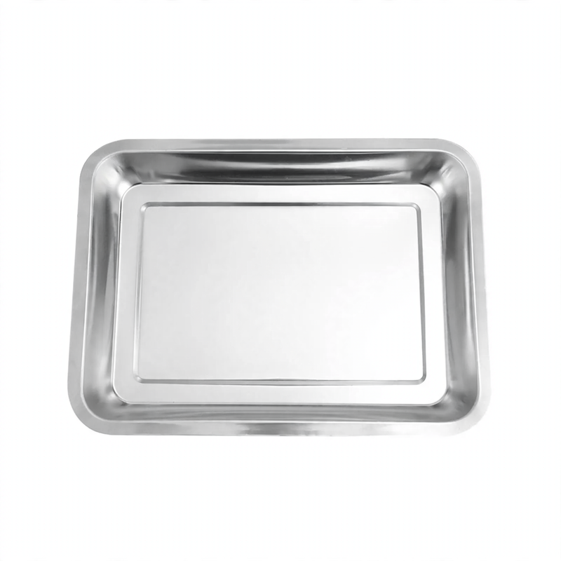 Stainless steel serving tray, square