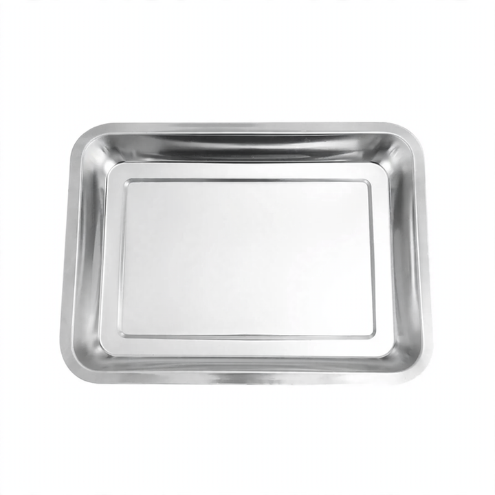 Stainless steel serving tray, square