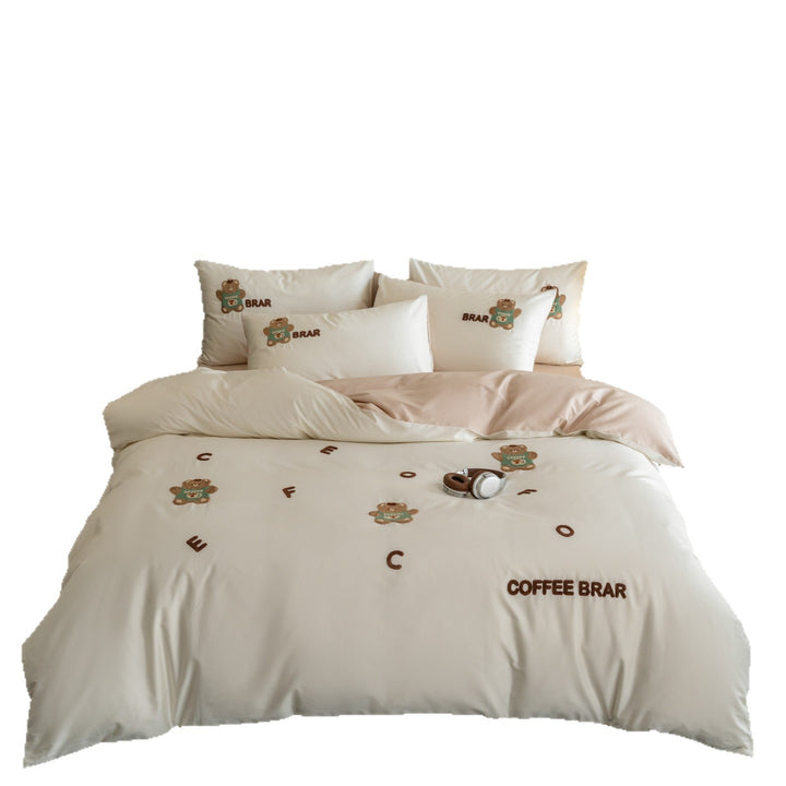 Cotton bedding set, 100 thread count, embroidered